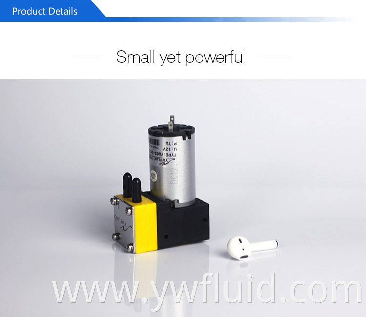 YWfluid 12v/24v Micro Diaphragm Inkjet pump with DC motor Resistance chemical used for Textile industry